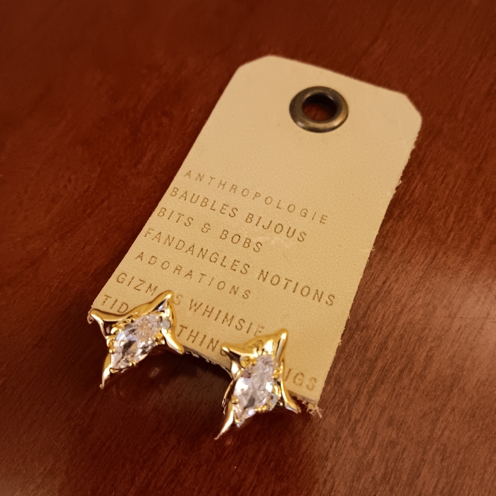 Anthropologie Molten Crystal Huggie Earrings NWT